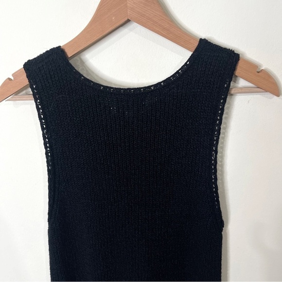 PEPIN Anthropolgie Black Knit Fringed Tank Top Size Medium - Picture 6 of 6